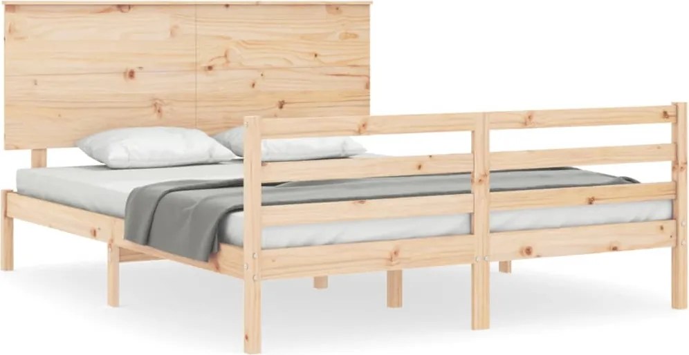 vidaXL tömör fa ágykeret fejtámlával King Size
