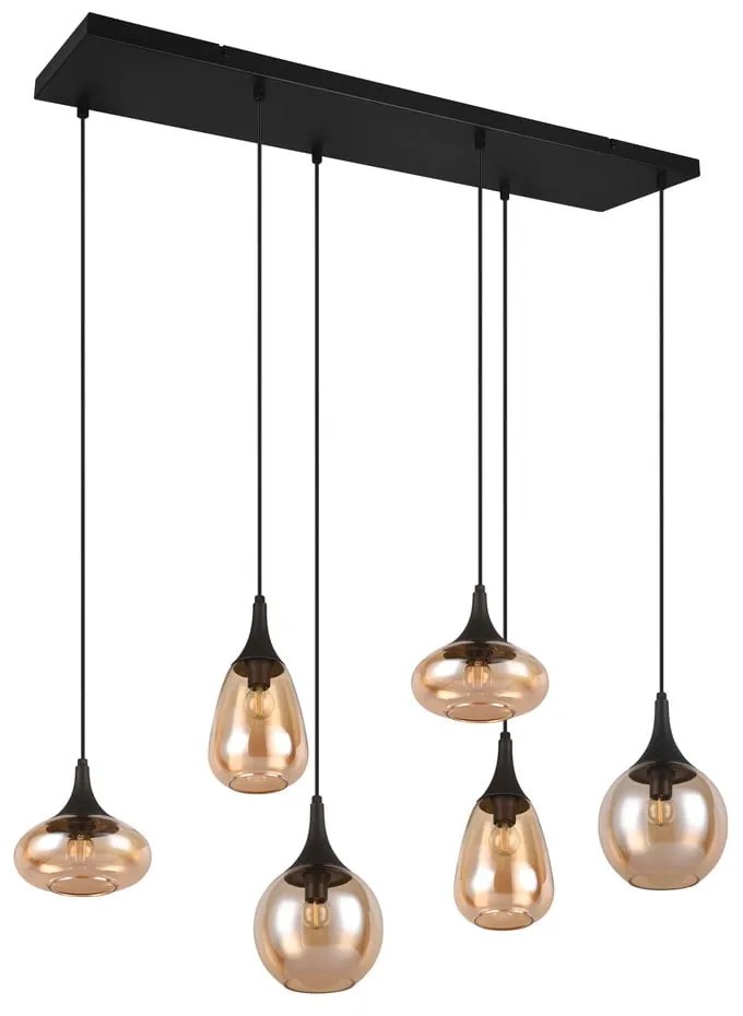 Fekete-narancssárga függőlámpa üveg búrával Lumina – Trio