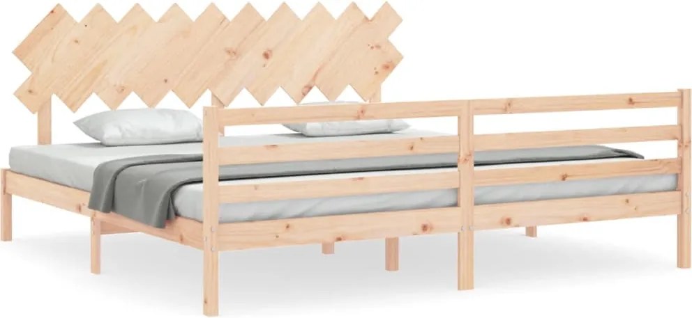 vidaXL tömör fa ágykeret fejtámlával 200 x 200 cm