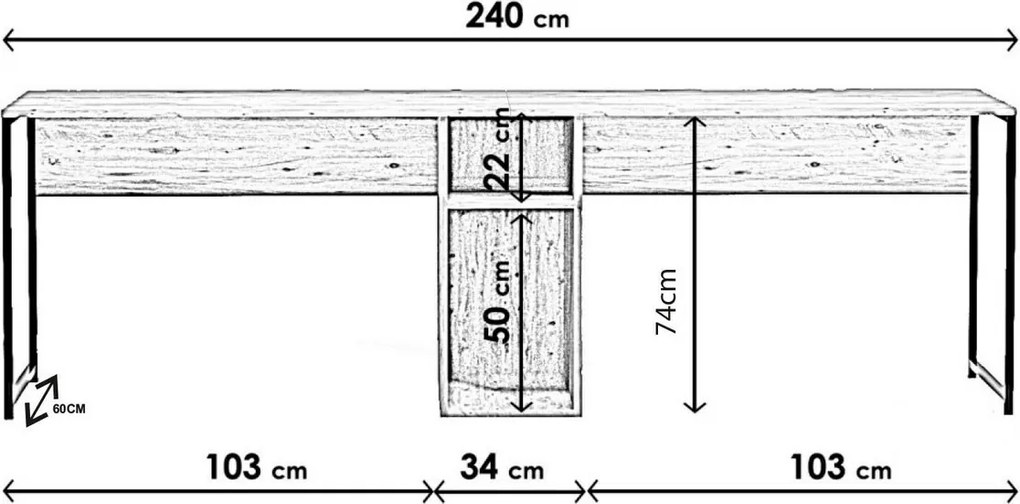 Ikili Oak íróasztal