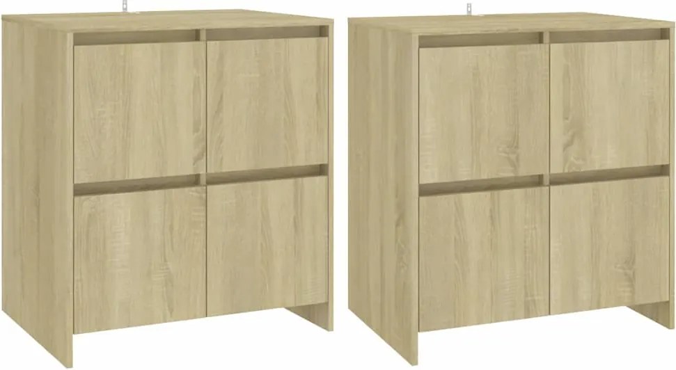 vidaXL 2 db sonoma-tölgyszínű forgácslap tálalószekrény 70x41x75 cm