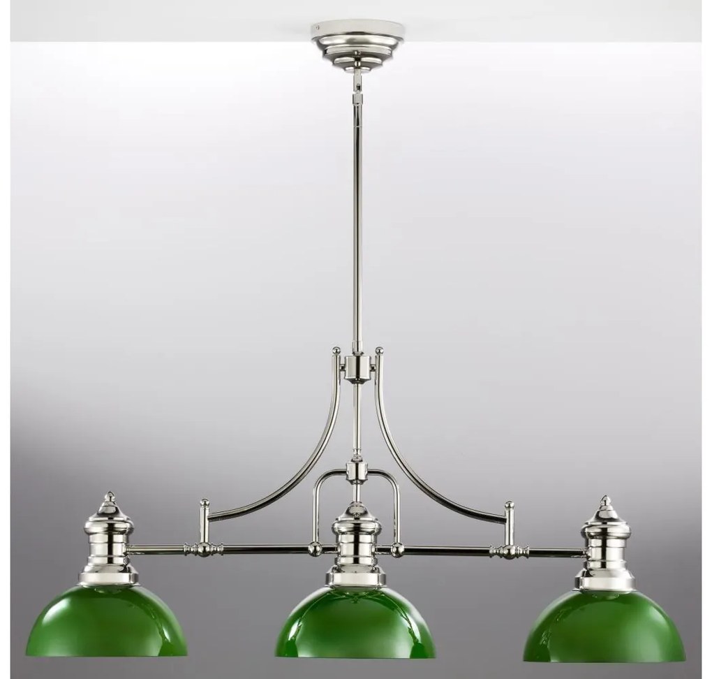 Jupiter 2072 - PLATINO rúdon szerelt csillár 3xE27/15W/230V zöld/fényes króm
