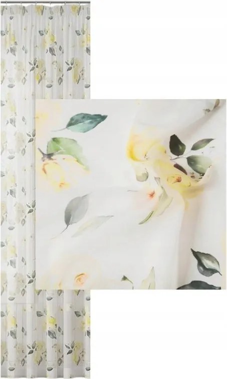Függöny Fátyol Konyhába Nappaliba Könnyű Függöny Szalag Virágok Sz.120x180