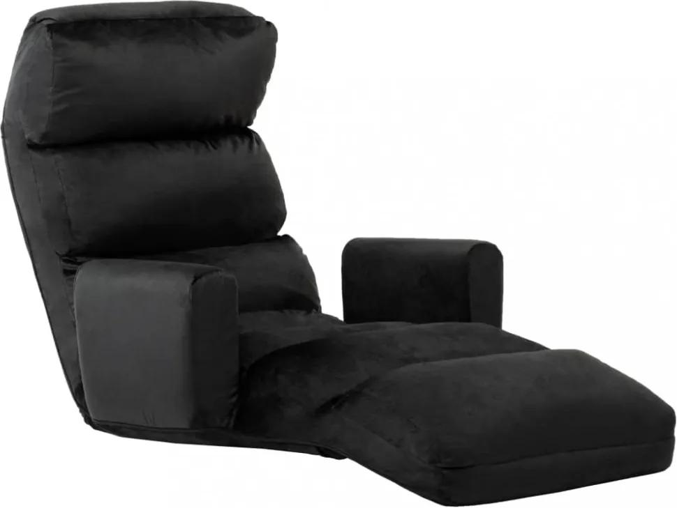 Fekete poliészter kárpitozású karfás padló kanapéágy