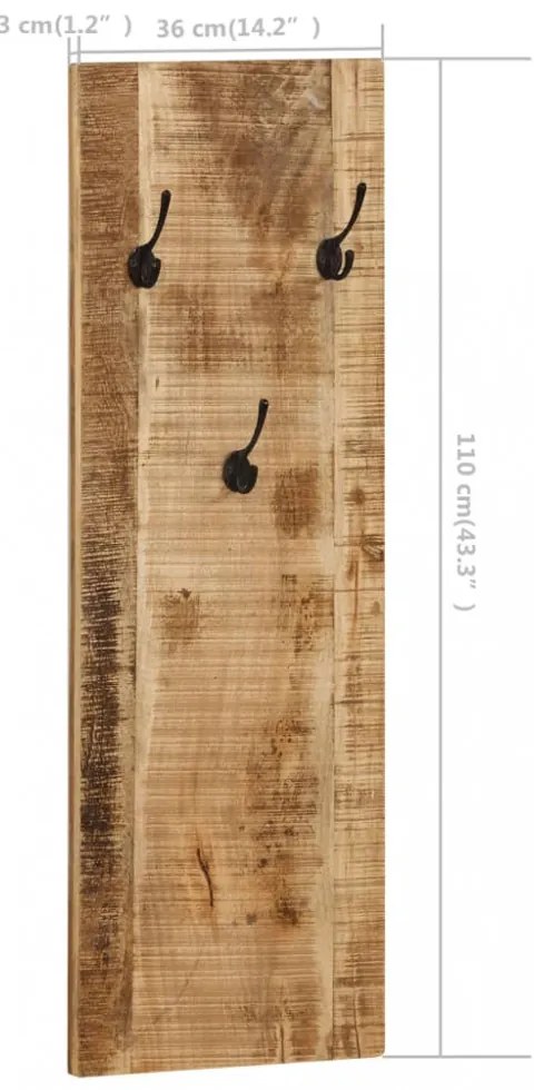 2 db falra szerelhető tömör mangófa fogas 36 x 110 x 3 cm