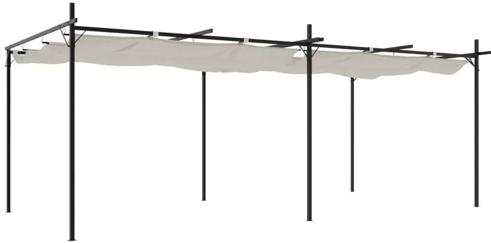 krémszínű pergola behúzható tetővel 589 x 292 x 230 cm