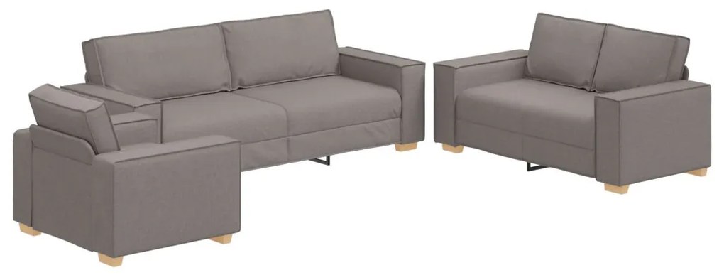 3 darabos kanapé szett párnákkal, taupe szövet