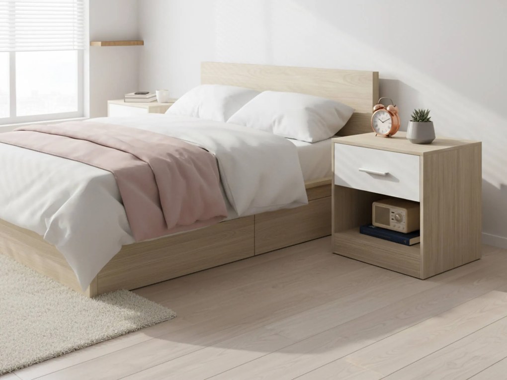 Éjjeliszekrények NOVERA szett 2 db 39x28 cm, bézs/fehér