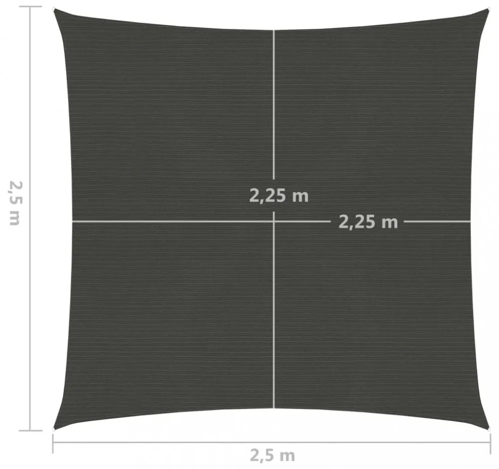 antracitszürke HDPE napvitorla 160 g/m² 2,5 x 2,5 m