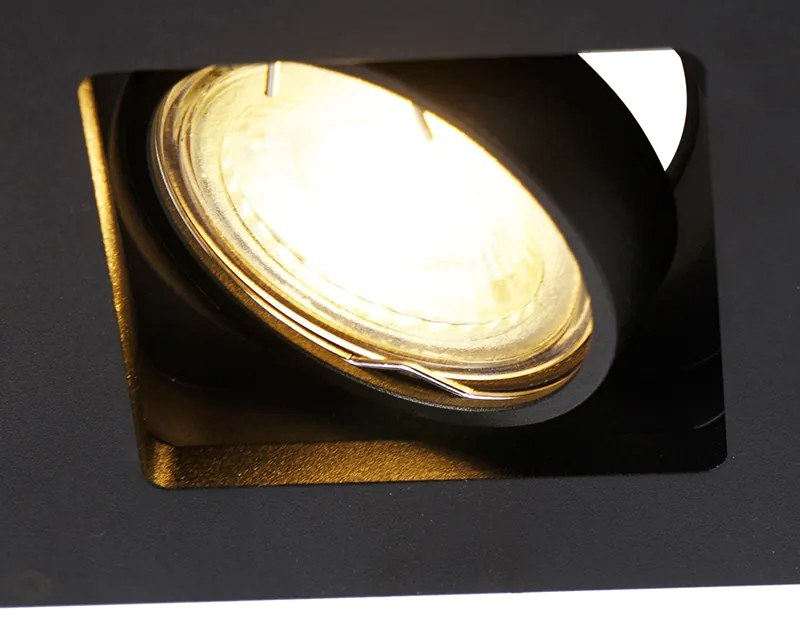 6 darabos fekete téglalap alakú, 2 égős süllyesztett spotlámpa szett - Qure