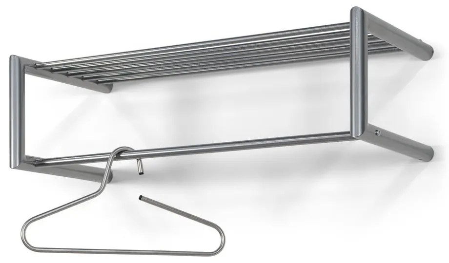 Ezüstszínű fém fali fogas polccal 80 cm Smooth – Spinder Design