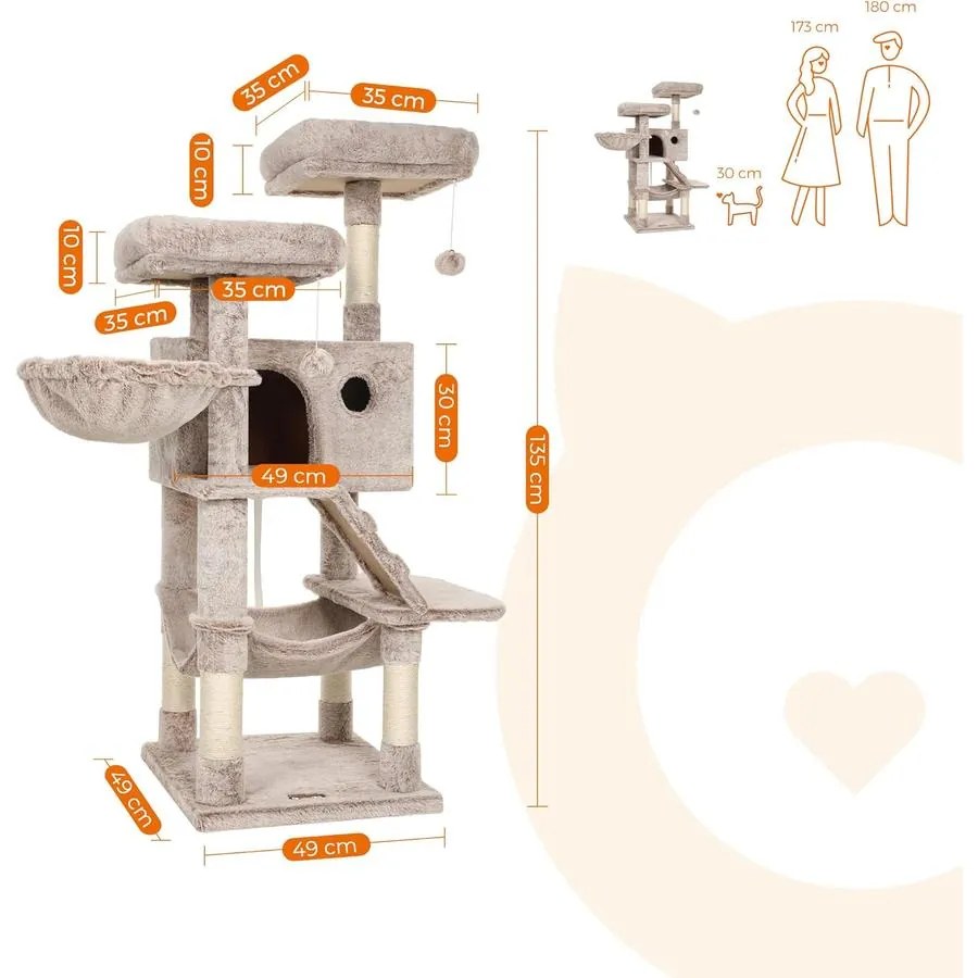 Macska kaparóoszlop puha borítással - világosbarna | FEANDREA