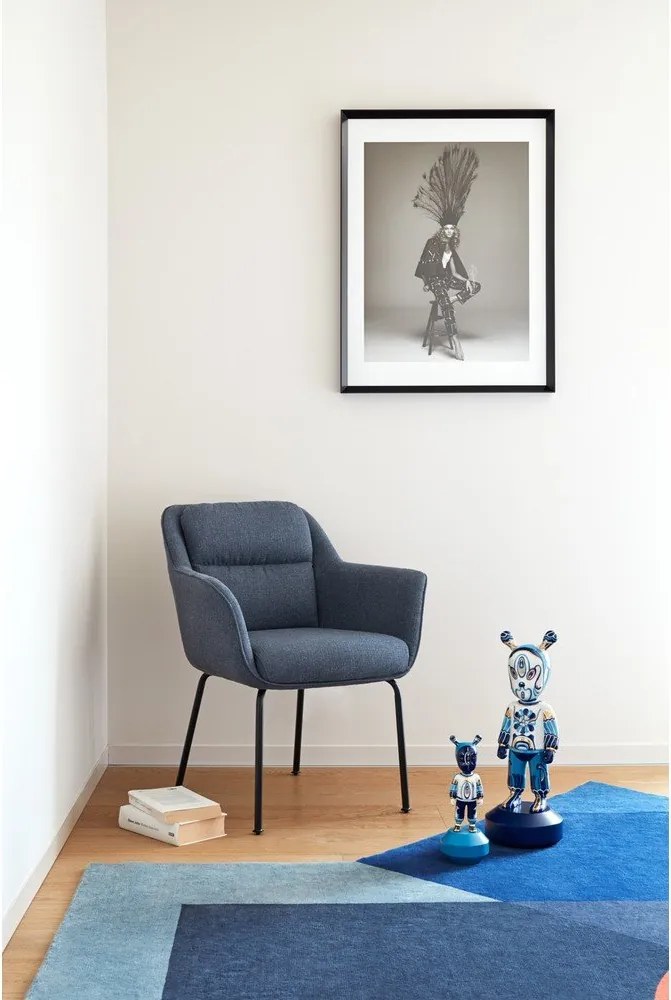 Kék kárpitozott karfás étkezőfotel Sadira – Teulat