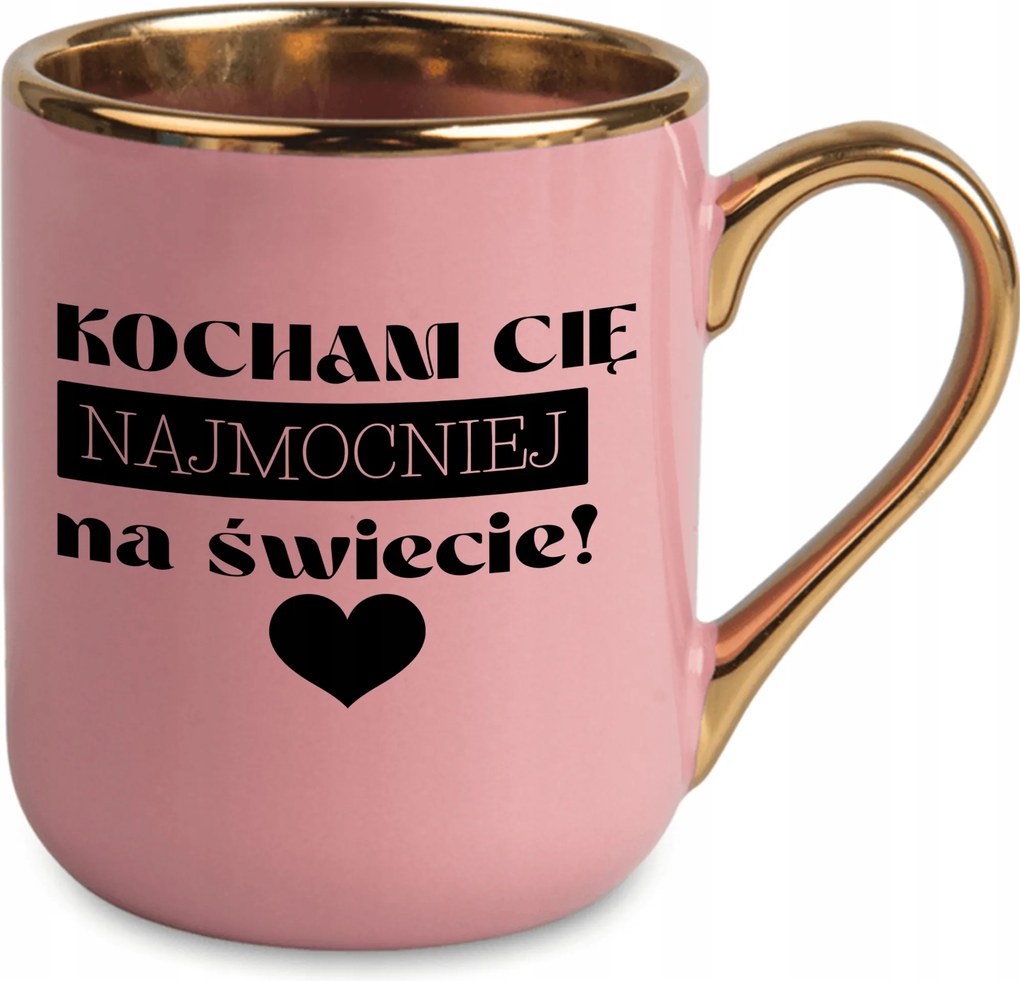 Bögre Elegáns Rózsaszín Ajándék Pároknak Évforduló Szeretlek A legerősebben