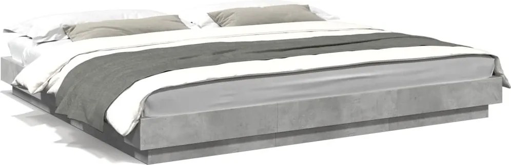 vidaXL betonszürke szerelt fa ágykeret 200 x 200 cm