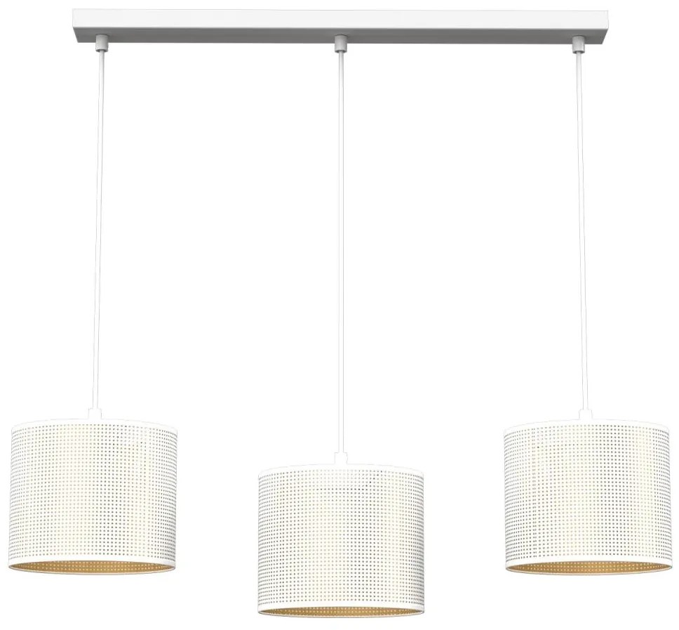 Csillár zsinóron LOFT SHADE 3xE27/60W/230V fehér/arany
