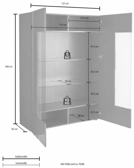 SERIAN vitrinszekrény antracit