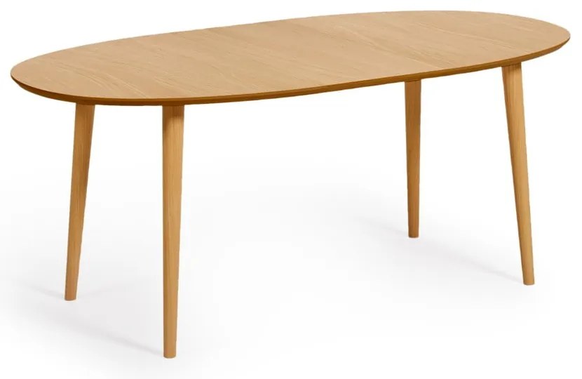 Natúr színű bővíthető étkezőasztal tölgyfa dekorral 90x140 cm Oqui – Kave Home