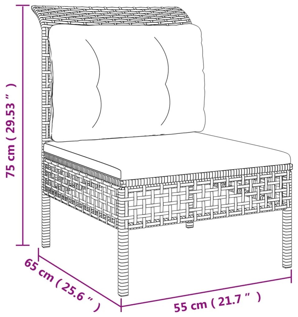 vidaXL 9 részes szürke polyrattan kerti ülőgarnitúra párnákkal