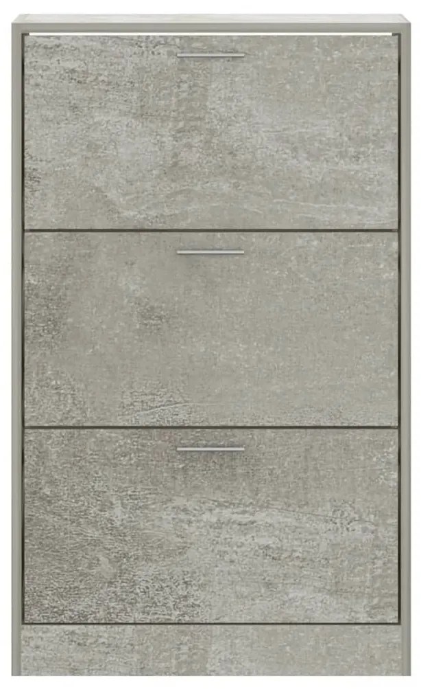 betonszürke szerelt fa cipőszekrény 63x24x103 cm