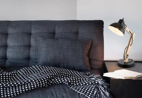 Globo 21504 Asztali lámpa fa betét, fém fekete, kábel 1,5 m, Schalter,MxSzxH:320x160x450 exkl. 1xE27 40W 230V