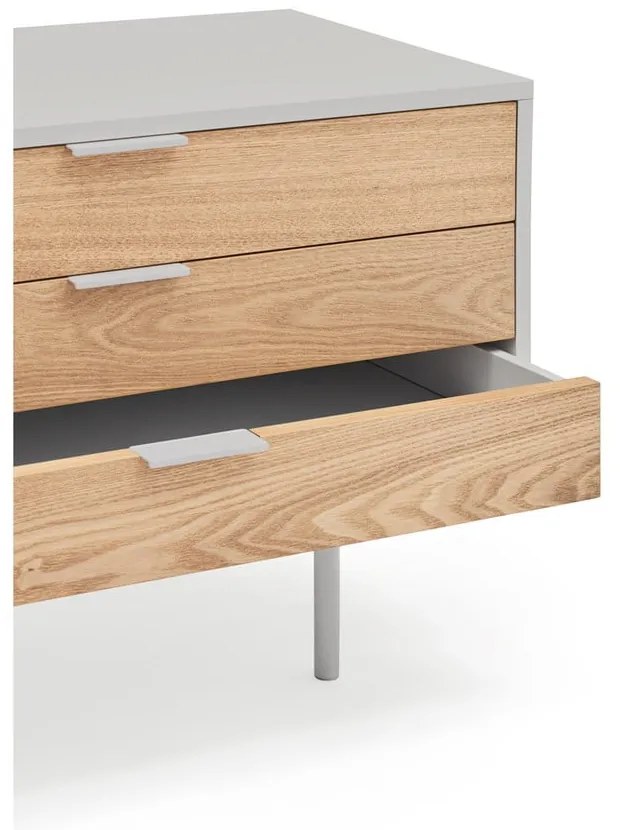Szürke-natúr színű TV-állvány tölgyfa dekorral 180x52 cm Sierra – Teulat