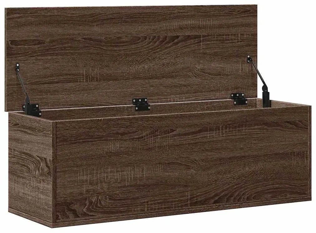 barna tölgy színű szerelt fa tárolóláda 102 x 35 x 35 cm