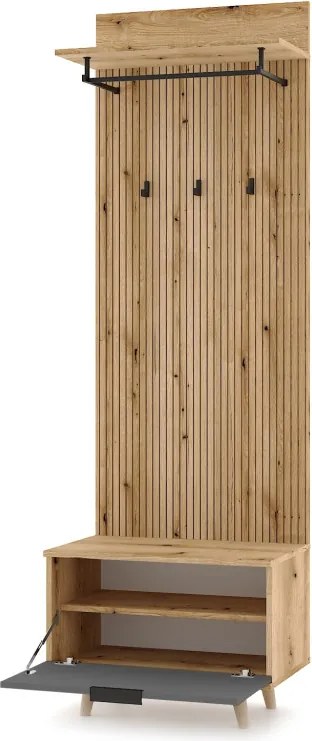 Előszoba bútor szett Evoke tölgy / tablila / grafit színkombinációban – NORDIC D