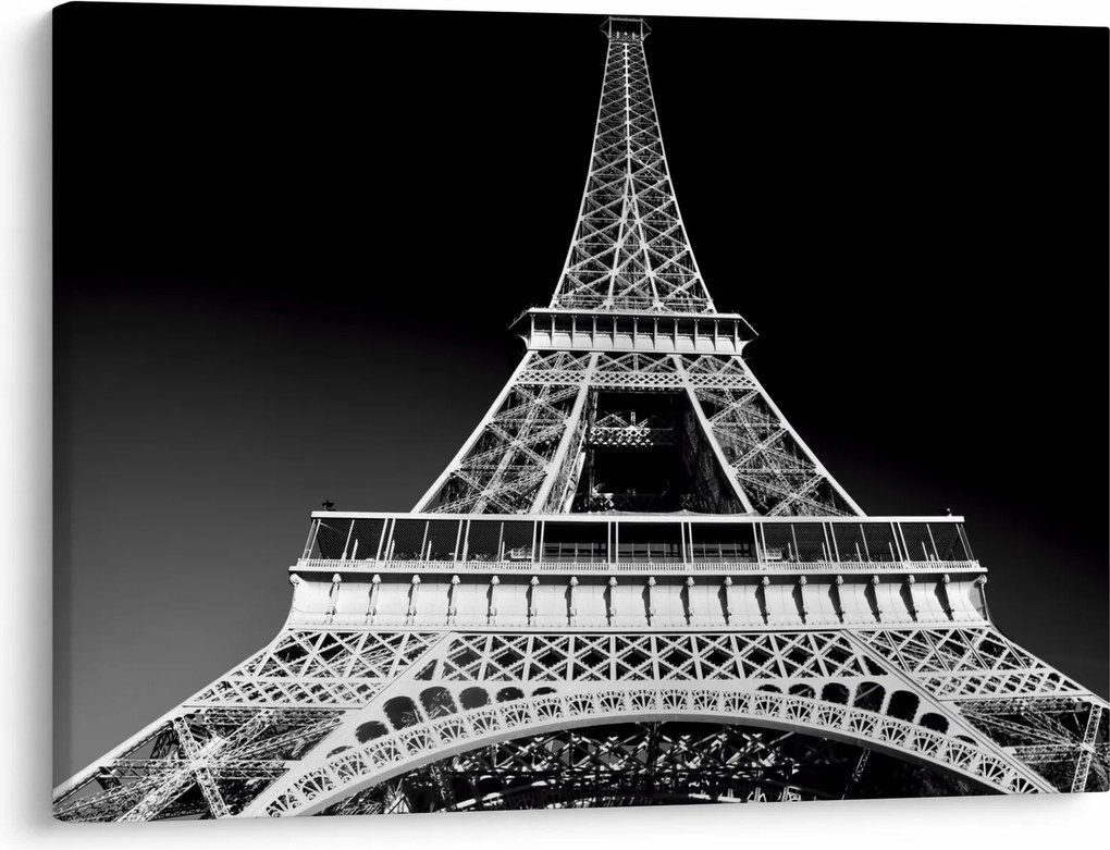 Kép - Eiffel-torony, fekete-fehér (70x50 cm)