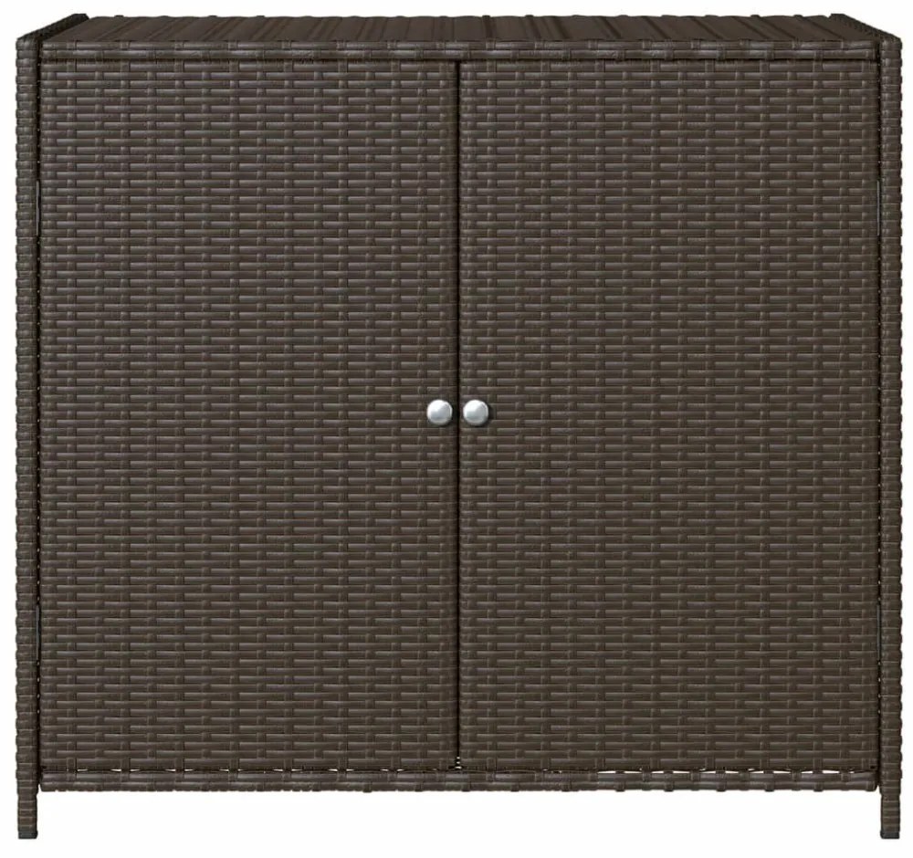 barna polyrattan kerti tárolószekrény 83x45x76 cm