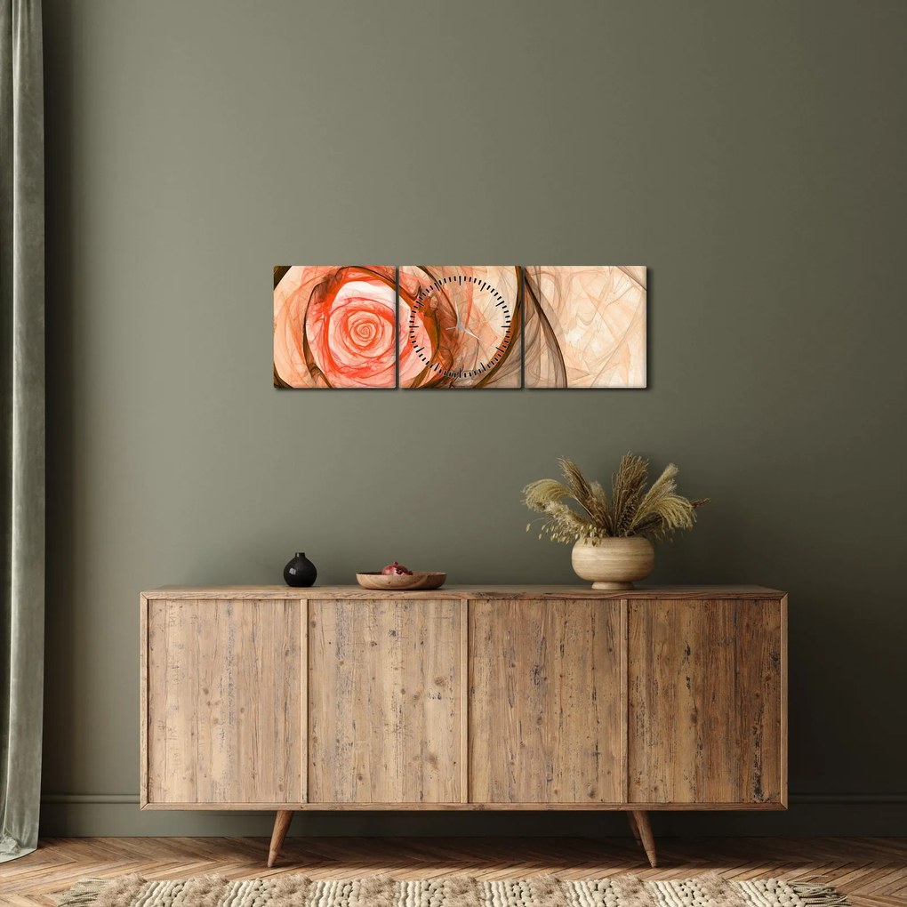 Kép - Absztrakt rózsaszín rózsaszín fehér háttérrel (órával) (90x30 cm)