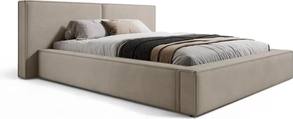 Molino kárpitozott ágy ágyneműtartóval 160x200 cm - bézs Castel 15 bársony