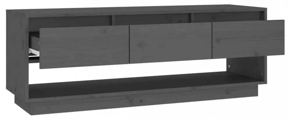 szürke tömör fenyőfa TV-szekrény 110,5x34x40 cm