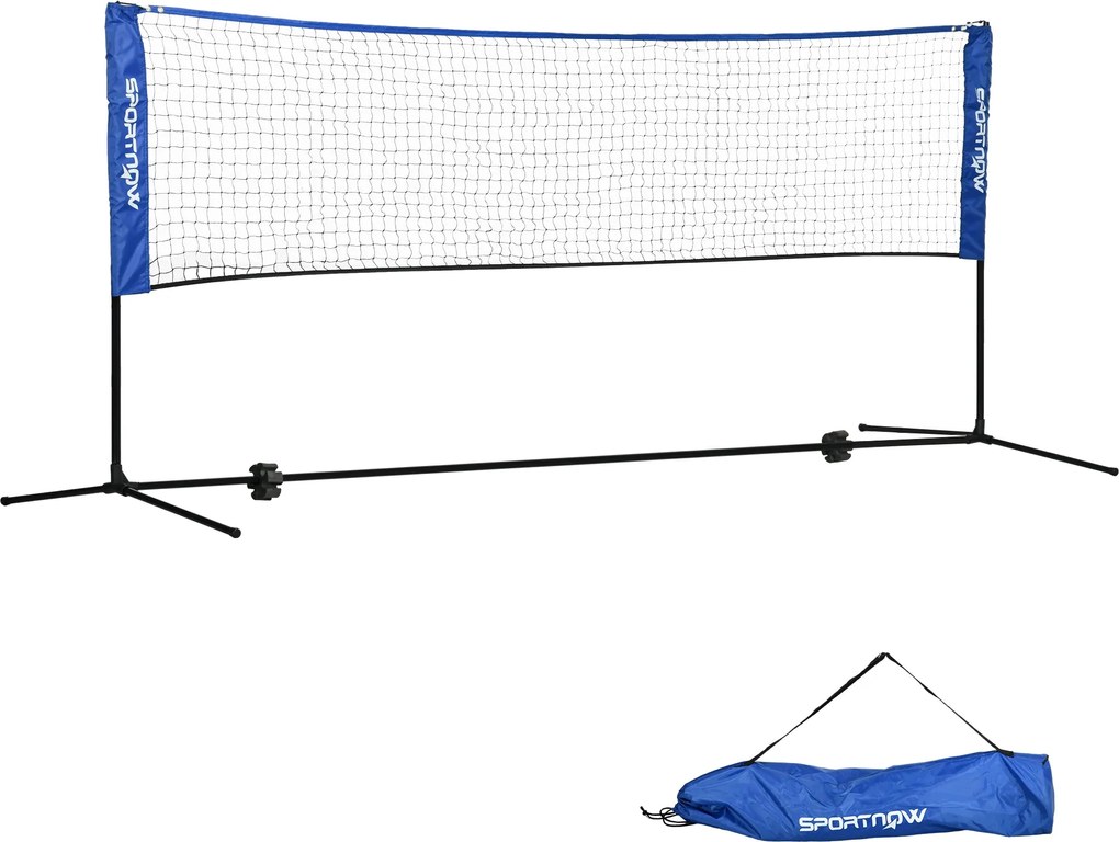 SPORTNOW Hajtható Tollaslabda Háló Szett, 103/120/155 cm Magasságban Állítható Beltéri és Kültéri Tollaslabda Háló, Röplabda Háló Hordtáskával, Fém-po