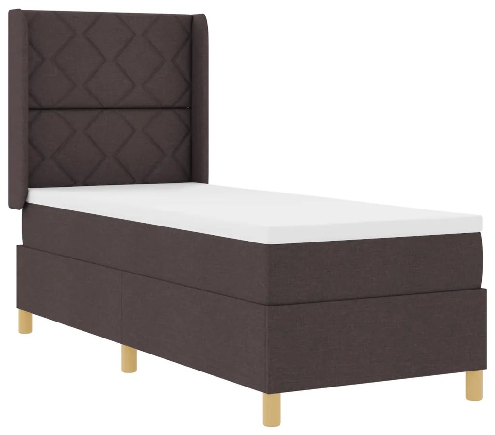 Boxspring Ágy Mattal & LED Sötétbarna 80x200 cm Szövet