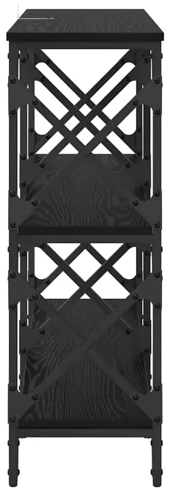 vidaXL Konzolasztal Fekete tölgy 100 x 28 x 80,5 cm Faanyag