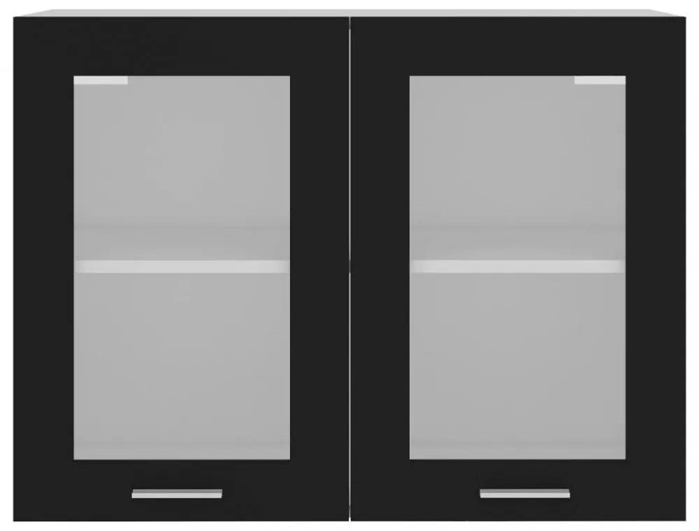 fekete szerelt fa függő üvegszekrény 80 x 31 x 60 cm