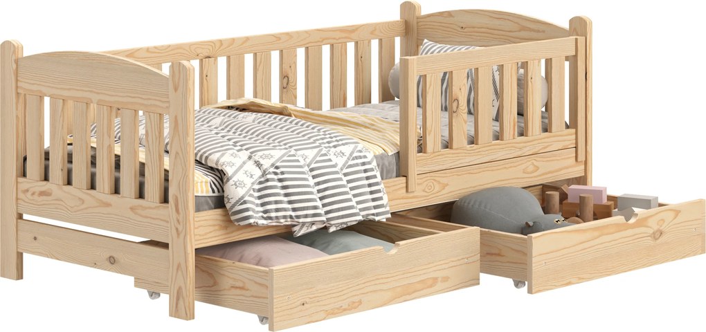 Alvins gyerekágy 70x140 fa fiókokkal - fenyő