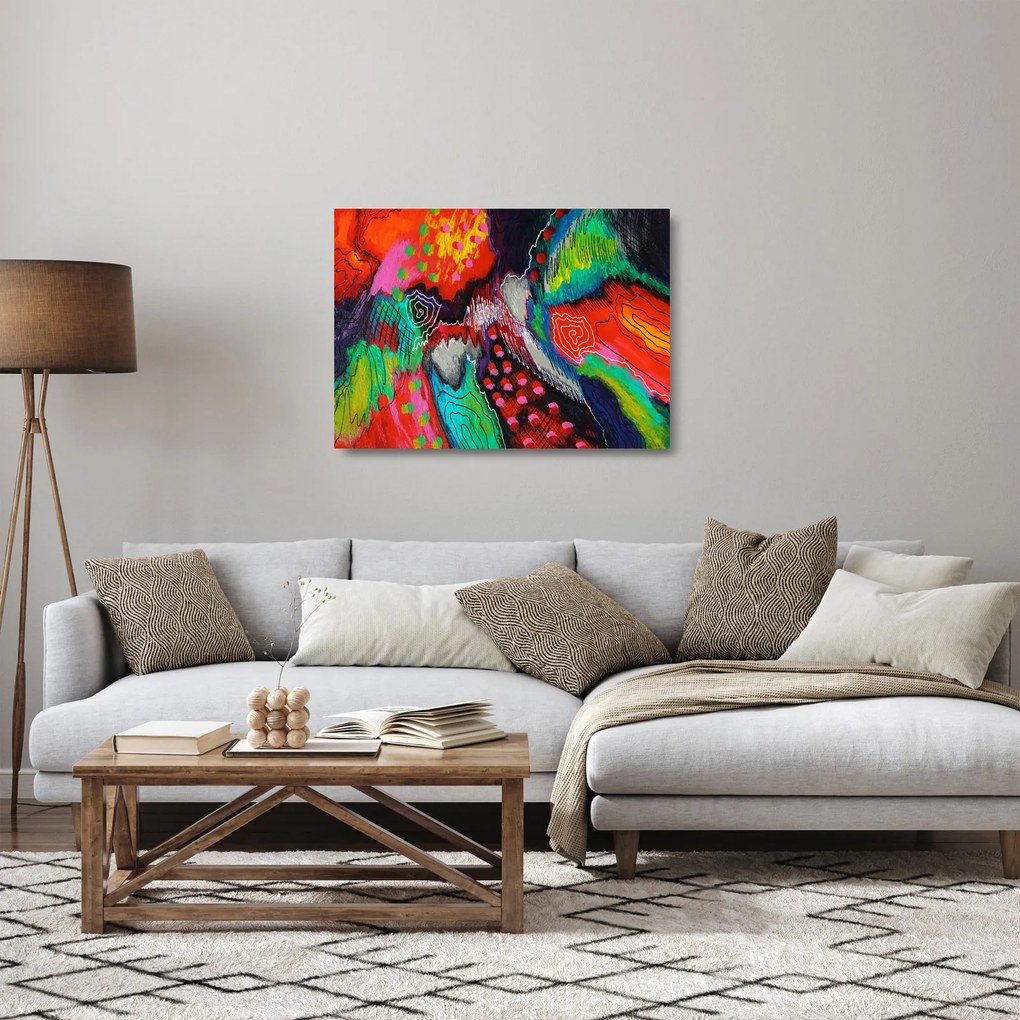 Absztrakt kép - színek (üvegen) (70x50 cm)
