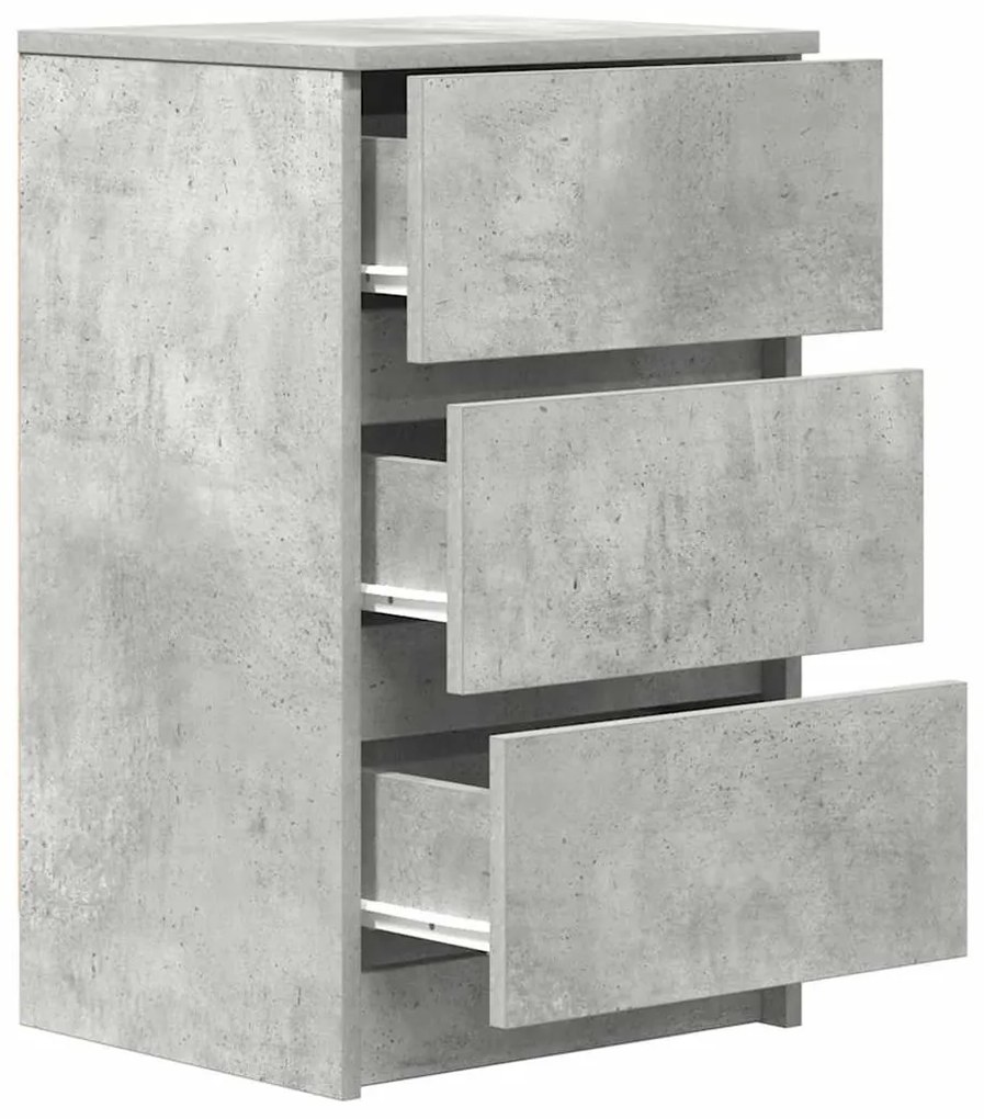 2 db betonszürke éjjeliszekrények 3 fiókkal 39x35x65 cm