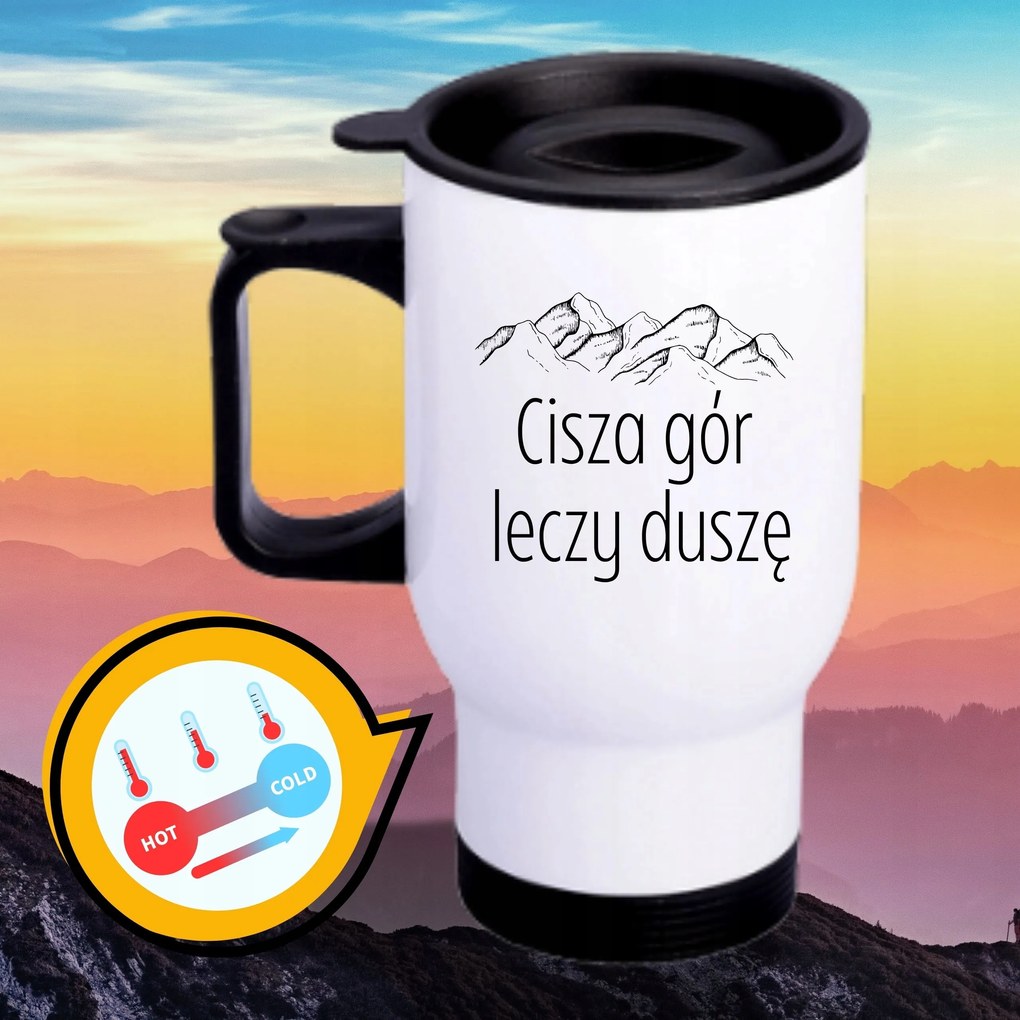 Bögre Fehér Thermo Vicces Ajándék Csend Hegyek Gyógyítja A Lelket