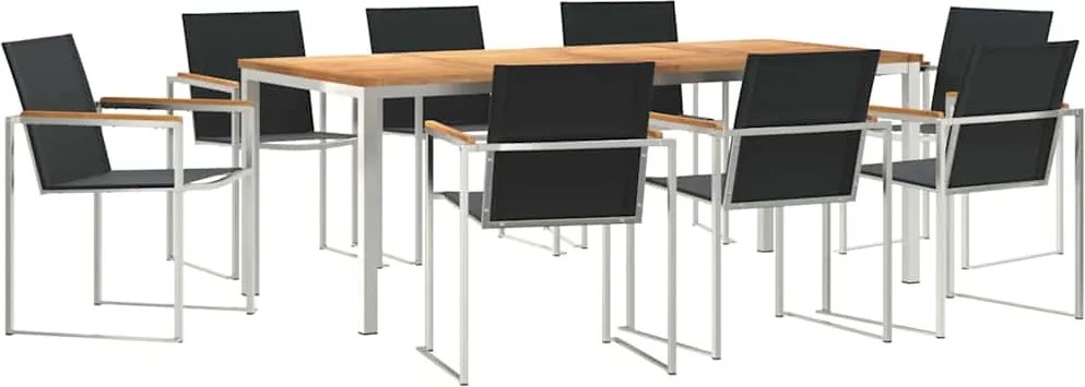 vidaXL Kert étkező szett 7 pcs Barna Tömör Teakfa