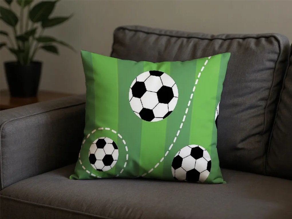 Polipamut párnahuzat FOOTBALL TIME POLY 45x45 cm, zöld
