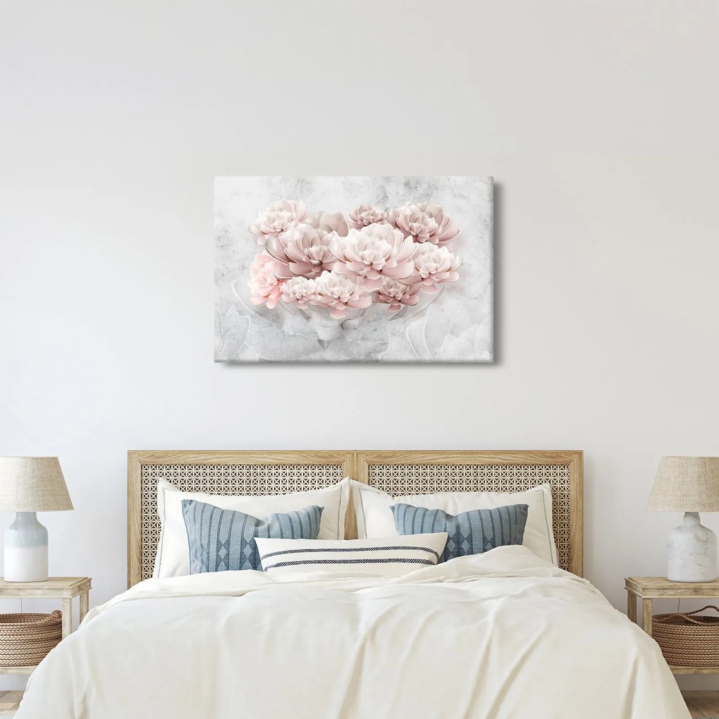 Kép - Rózsaszín virágok a falon (90x60 cm)