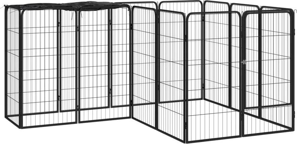 vidaXL 14 paneles fekete porszórt acél kutyakennel 50 x 100 cm