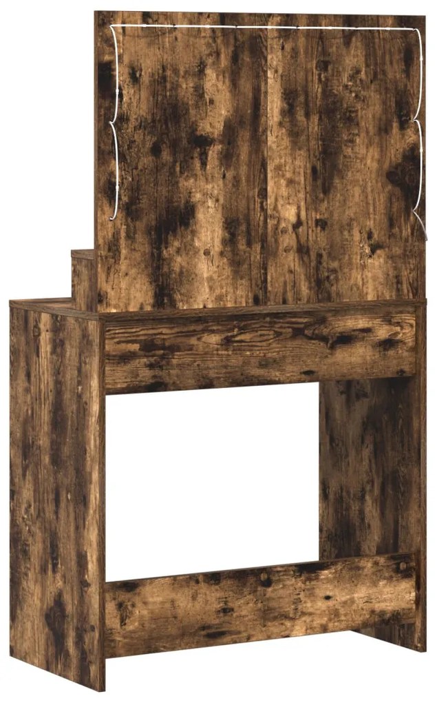 Sminkasztal LED világítással Füstölt tölgy 79x41x135 cm