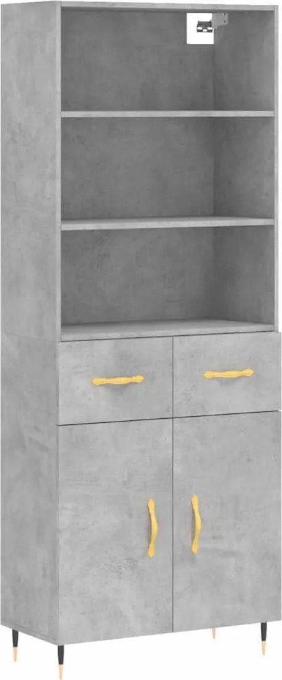 vidaXL betonszürke szerelt fa magasszekrény 69,5 x 34 x 180 cm