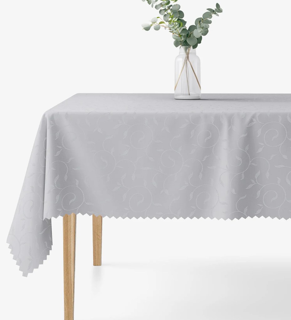 Goldea ünnepi viaszosvászon terítő - szürke nagy ornamentekkel ékesített 140 x 220 cm
