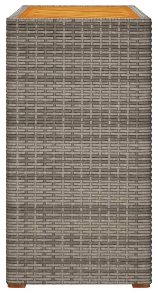 szürke polyrattan falapos kerti asztal 100x40x75 cm