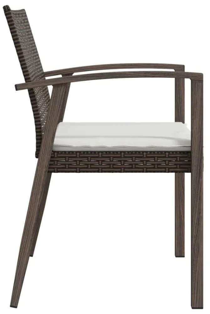 4 db barna polyrattan kerti szék párnával 56,5x57x83 cm